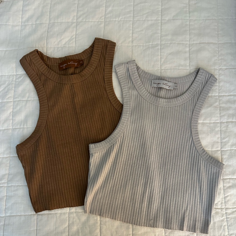 Ribbed Tank Tops in Brown and Gray